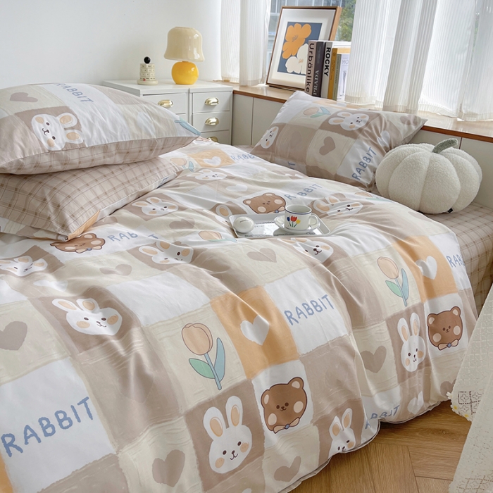 91家纺网 家纺一手货源 找家纺 麦伦 2022新款13372全棉儿童卡通系列单被套 奶油兔