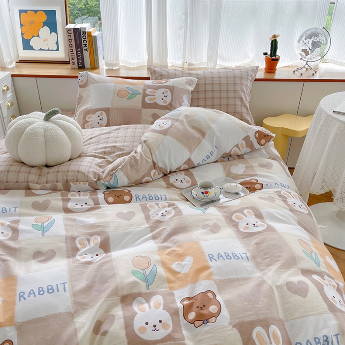 91家纺网 家纺一手货源 找家纺 麦伦 2022新款13372全棉儿童卡通系列单被套 奶油兔