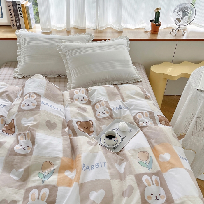 91家纺网 家纺一手货源 找家纺 麦伦 2022新款13372全棉儿童卡通系列单被套 奶油兔