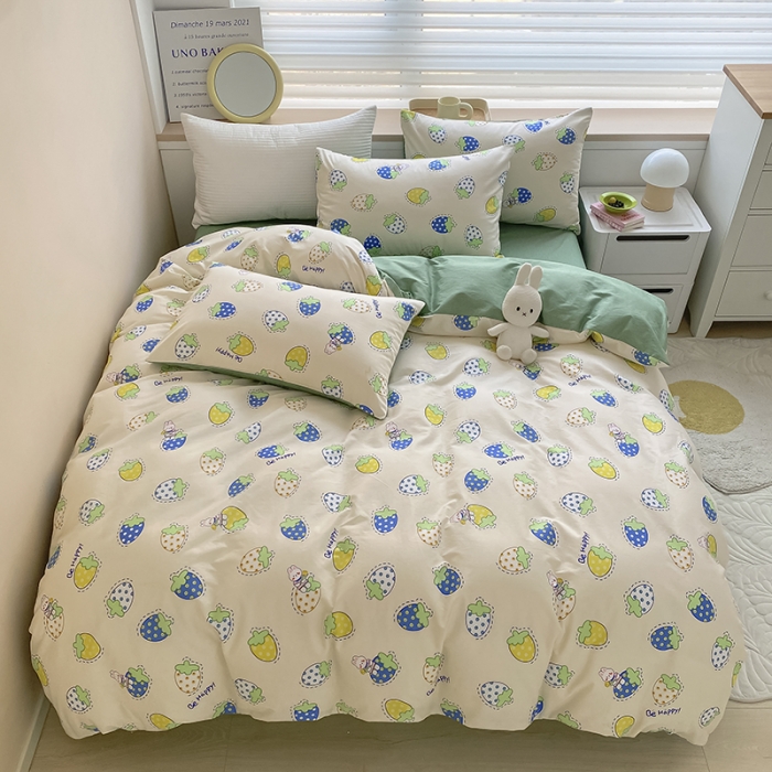 91家纺网 家纺一手货源 找家纺 麦伦 2022新款13372全棉儿童卡通系列单被套 草莓啵啵