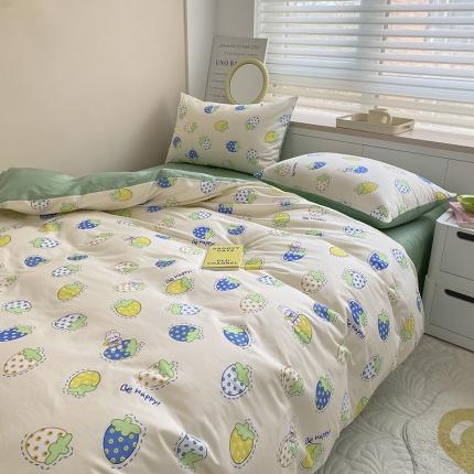 麦伦 2022新款13372全棉儿童卡通系列单被套 草莓啵啵