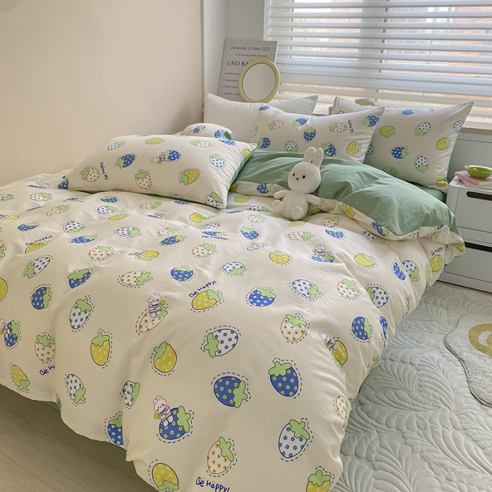 91家纺网 家纺一手货源 找家纺 麦伦 2022新款13372全棉儿童卡通系列单被套 草莓啵啵