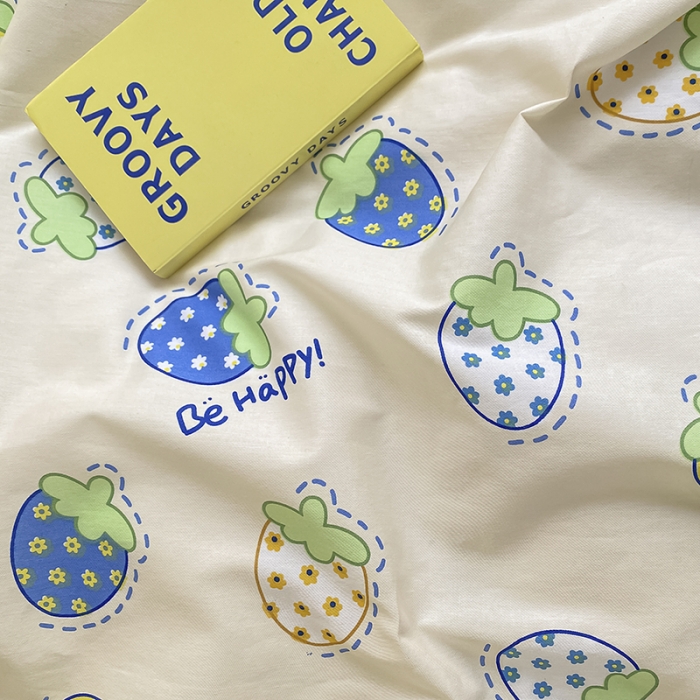 91家纺网 家纺一手货源 找家纺 麦伦 2022新款13372全棉儿童卡通系列单被套 草莓啵啵