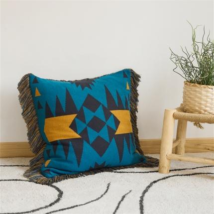 暖绵绵 新款全棉罗微靠枕靠垫方枕方垫午睡靠枕套系列 普鲁士蓝