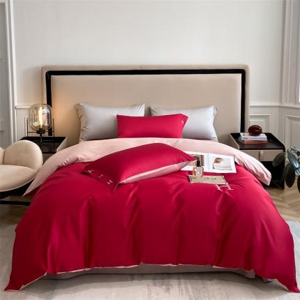 91家纺网 家纺一手货源 找家纺 798家纺 2022新款长绒棉贡缎单被套 超级红