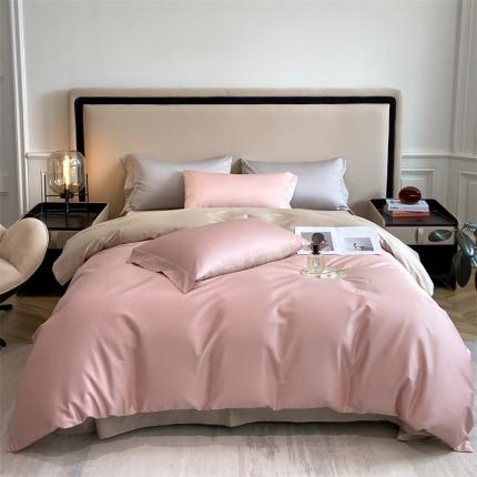 91家纺网 家纺一手货源 找家纺 798家纺 2022新款长绒棉贡缎单被套 戴妃粉