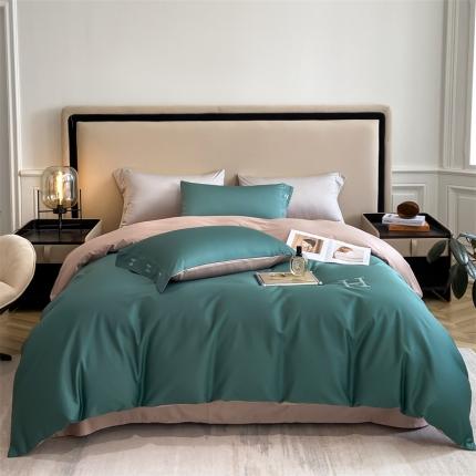 91家纺网 家纺一手货源 找家纺 798家纺 2022新款长绒棉贡缎单被套 琉璃绿