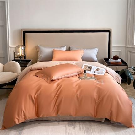 91家纺网 家纺一手货源 找家纺 798家纺 2022新款长绒棉贡缎单被套 清新桔