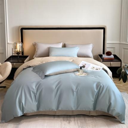 91家纺网 家纺一手货源 找家纺 798家纺 2022新款长绒棉贡缎单被套 月影蓝