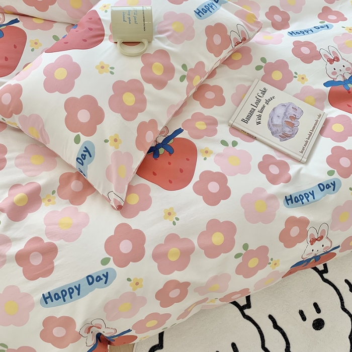 91家纺网 家纺一手货源 找家纺 澳萝拉 2023新款全棉印花四件套会员减5元 兔兔莓莓