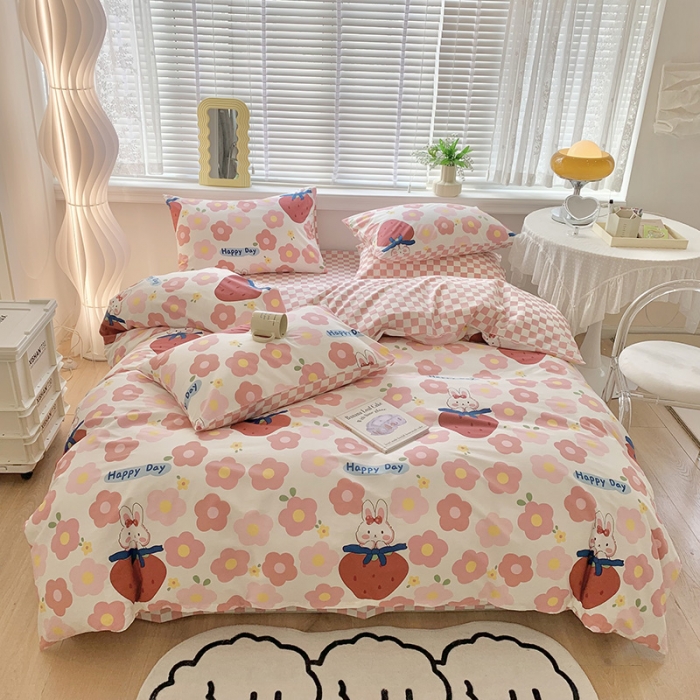 91家纺网 家纺一手货源 找家纺 澳萝拉 2023新款全棉印花四件套会员减5元 兔兔莓莓