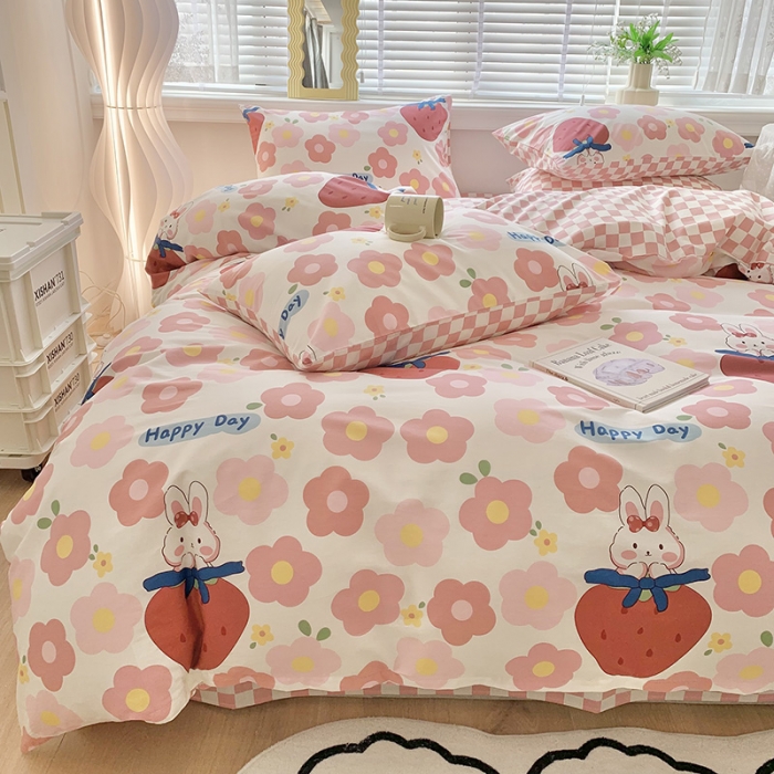 91家纺网 家纺一手货源 找家纺 澳萝拉 2023新款全棉印花四件套会员减5元 兔兔莓莓