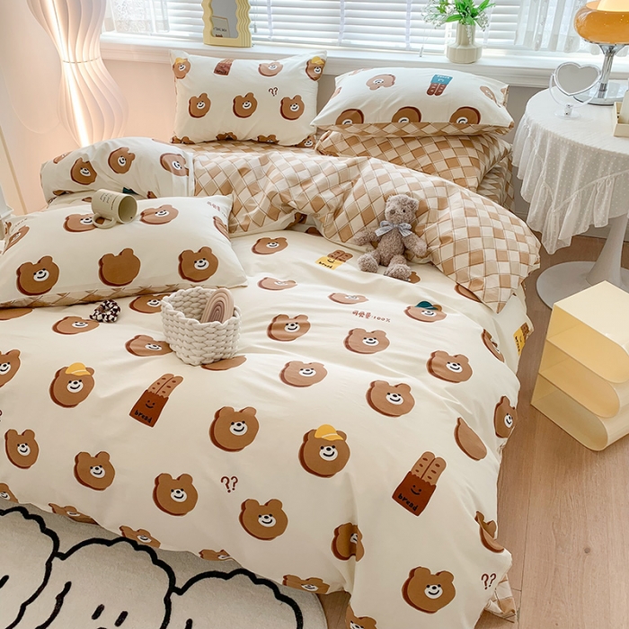 91家纺网 家纺一手货源 找家纺 澳萝拉 2023新款全棉印花四件套会员减5元 熊熊的面包