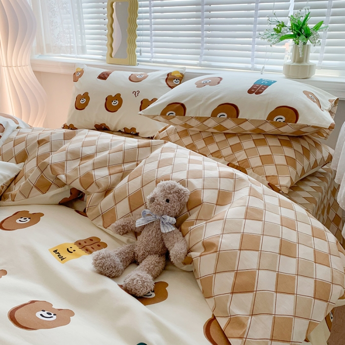 91家纺网 家纺一手货源 找家纺 澳萝拉 2023新款全棉印花四件套会员减5元 熊熊的面包