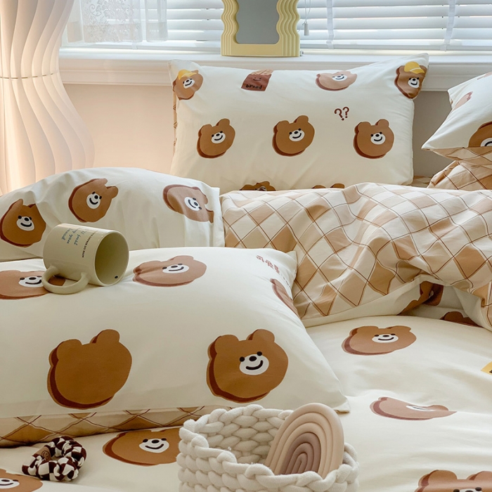 91家纺网 家纺一手货源 找家纺 澳萝拉 2023新款全棉印花四件套会员减5元 熊熊的面包