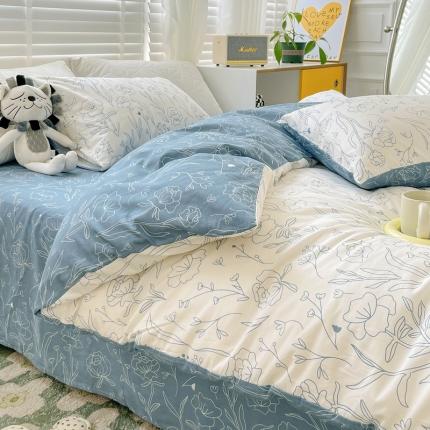 捌月 2023新款13372喷气全棉四件套繁花系列 春华