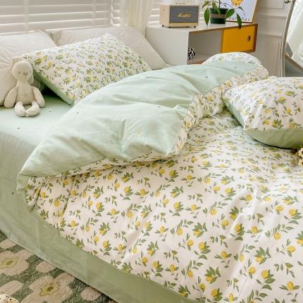 捌月 2023新款13372喷气全棉四件套繁花系列 小柠檬