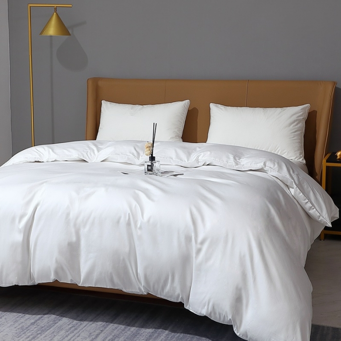 91家纺网 家纺一手货源 找家纺 2022全棉纯棉50支双股贡缎长绒棉纯色单被套单件品纯沐绅士白