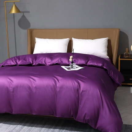 晶缦 2022新纯棉50支双股贡缎长绒棉纯色单被套纯沐-罗兰紫