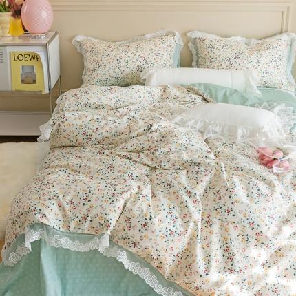 91家纺网 家纺一手货源 找家纺 千朵 2022新款全棉蕾丝花边四件套 仙媚