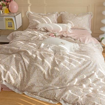 91家纺网 家纺一手货源 找家纺 千朵 2022新款全棉蕾丝花边四件套 仙蒂