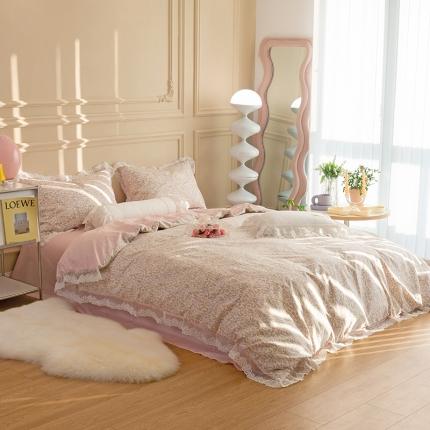 91家纺网 家纺一手货源 找家纺 （总）千朵 2022新款全棉蕾丝花边四件套,仙蒂,仙媚,春风里,童话