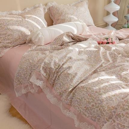 千朵 2022新款全棉蕾丝花边四件套 仙蒂