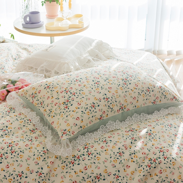 91家纺网 家纺一手货源 找家纺 千朵 2022新款全棉蕾丝花边四件套 仙媚