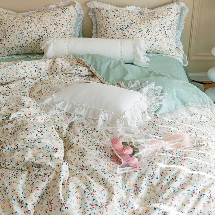 91家纺网 家纺一手货源 找家纺 千朵 2022新款全棉蕾丝花边四件套 仙媚