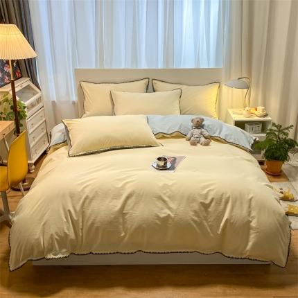 91家纺网 家纺一手货源 找家纺 （总）眠帛家居 2022新款水洗棉贝壳绣边四件套