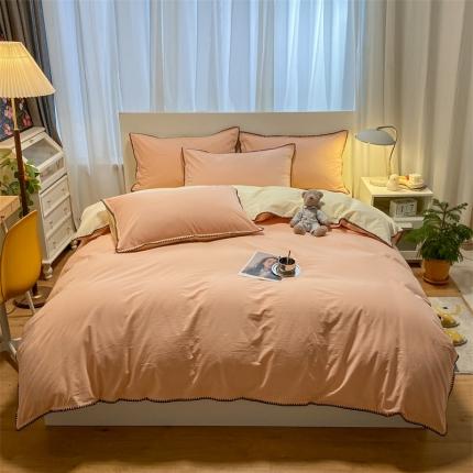 91家纺网 家纺一手货源 找家纺 （总）眠帛家居 2022新款水洗棉贝壳绣边四件套