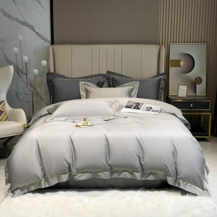 91家纺网 家纺一手货源 找家纺 榻尚 2023新品海岛棉魅系列四件套 魅-浅银灰