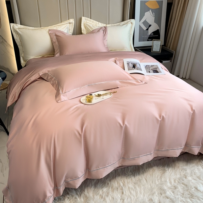 91家纺网 家纺一手货源 找家纺 榻尚 2023新品海岛棉魅系列四件套 魅-槟粉