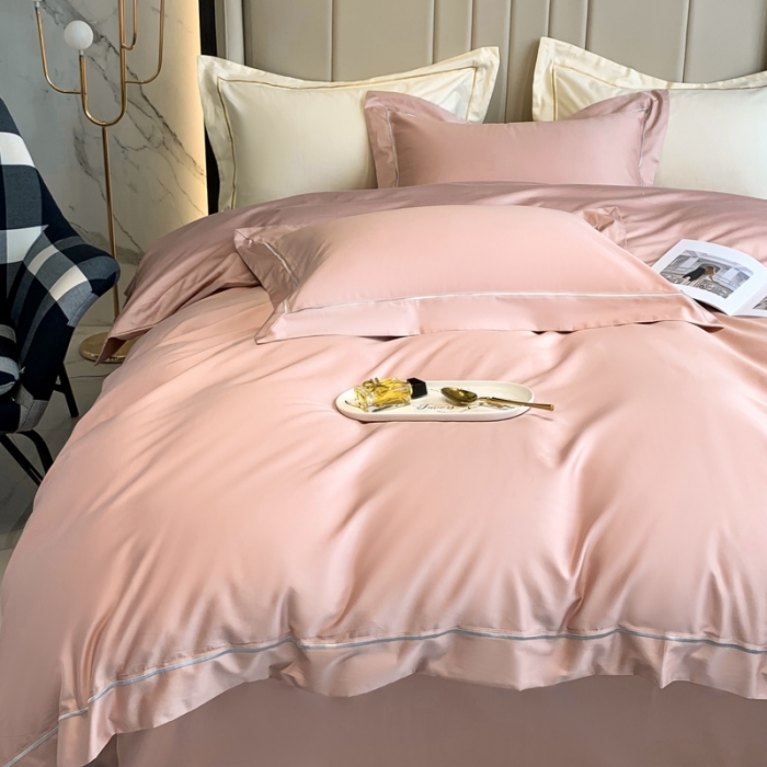 91家纺网 家纺一手货源 找家纺 榻尚 2023新品海岛棉魅系列四件套 魅-槟粉