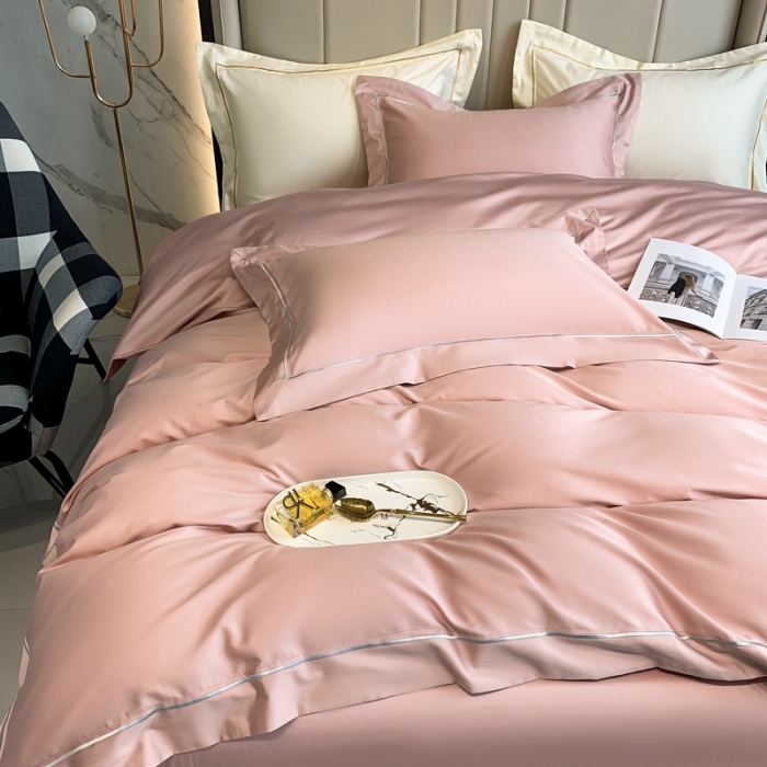 91家纺网 家纺一手货源 找家纺 榻尚 2023新品海岛棉魅系列四件套 魅-槟粉