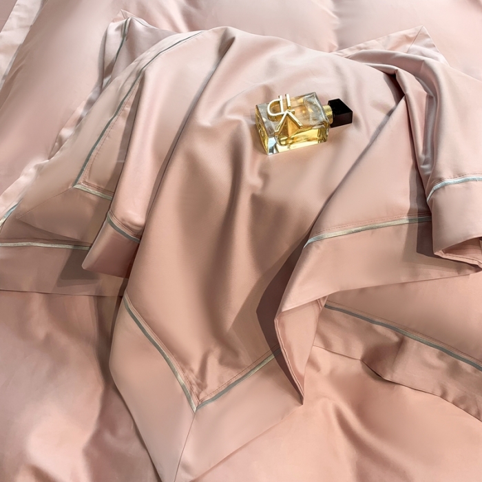 91家纺网 家纺一手货源 找家纺 榻尚 2023新品海岛棉魅系列四件套 魅-槟粉