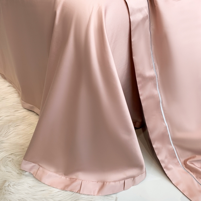 91家纺网 家纺一手货源 找家纺 榻尚 2023新品海岛棉魅系列四件套 魅-槟粉