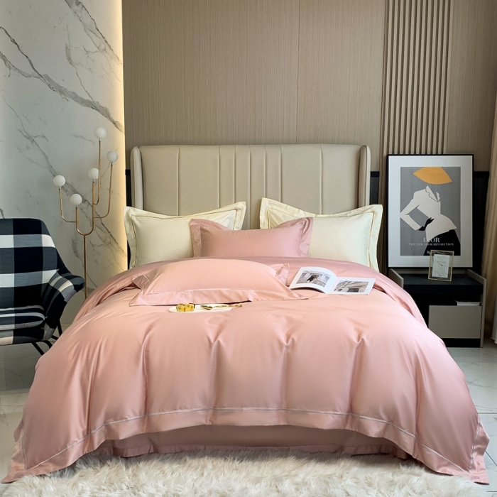 91家纺网 家纺一手货源 找家纺 榻尚 2023新品海岛棉魅系列四件套 魅-槟粉