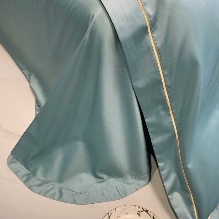 91家纺网 家纺一手货源 找家纺 榻尚 2023新品海岛棉魅系列四件套 魅-湖水绿