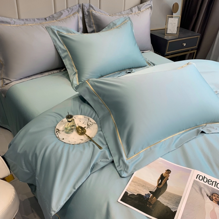 91家纺网 家纺一手货源 找家纺 榻尚 2023新品海岛棉魅系列四件套 魅-湖水绿