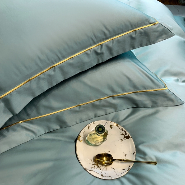 91家纺网 家纺一手货源 找家纺 榻尚 2023新品海岛棉魅系列四件套 魅-湖水绿