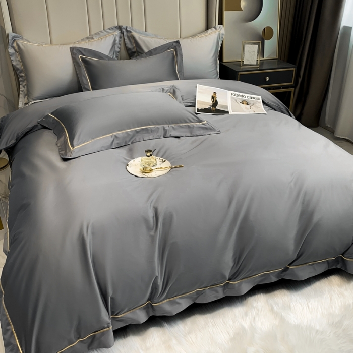 91家纺网 家纺一手货源 找家纺 榻尚 2023新品海岛棉魅系列四件套 魅-深灰