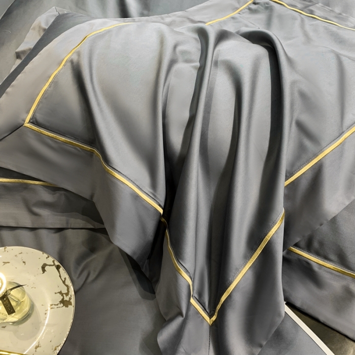 91家纺网 家纺一手货源 找家纺 榻尚 2023新品海岛棉魅系列四件套 魅-深灰