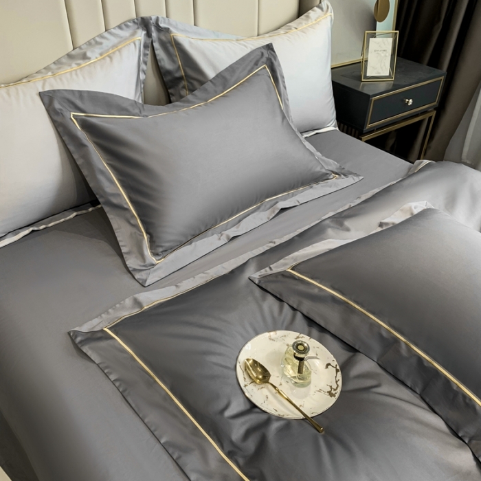 91家纺网 家纺一手货源 找家纺 榻尚 2023新品海岛棉魅系列四件套 魅-深灰