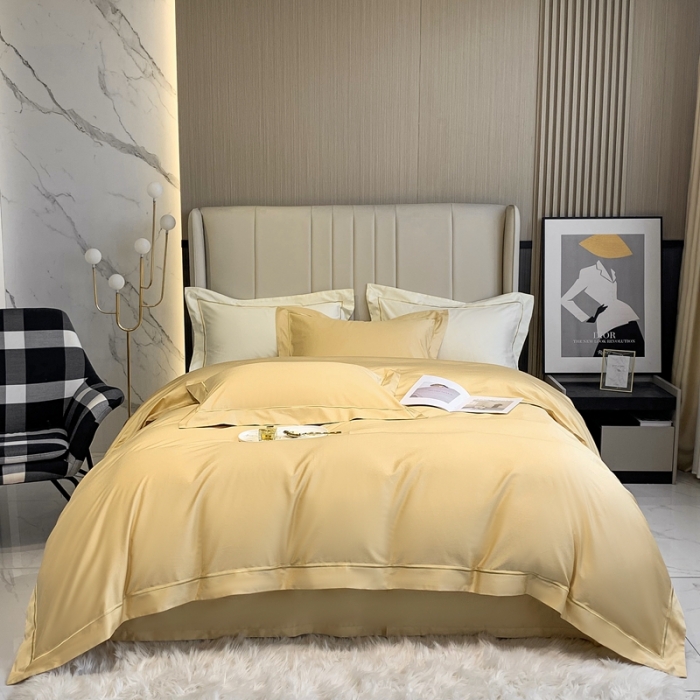 91家纺网 家纺一手货源 找家纺 榻尚 2023新品海岛棉魅系列四件套 魅-香槟金