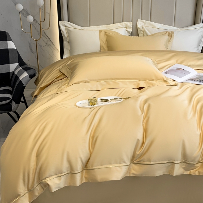 91家纺网 家纺一手货源 找家纺 榻尚 2023新品海岛棉魅系列四件套 魅-香槟金