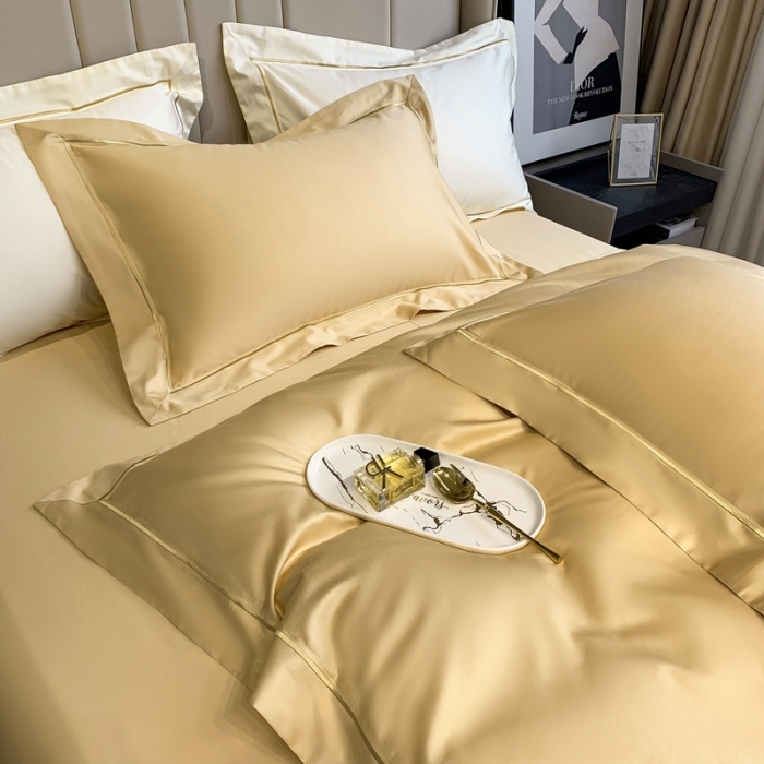 91家纺网 家纺一手货源 找家纺 榻尚 2023新品海岛棉魅系列四件套 魅-香槟金