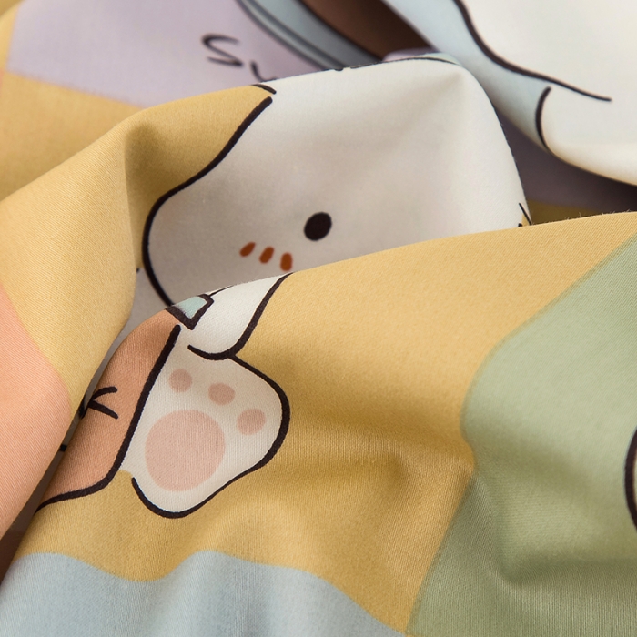 91家纺网 家纺一手货源 找家纺 良佐生活 2022新款60s全棉贡缎卡通印花枕套（单只） 小熊生日