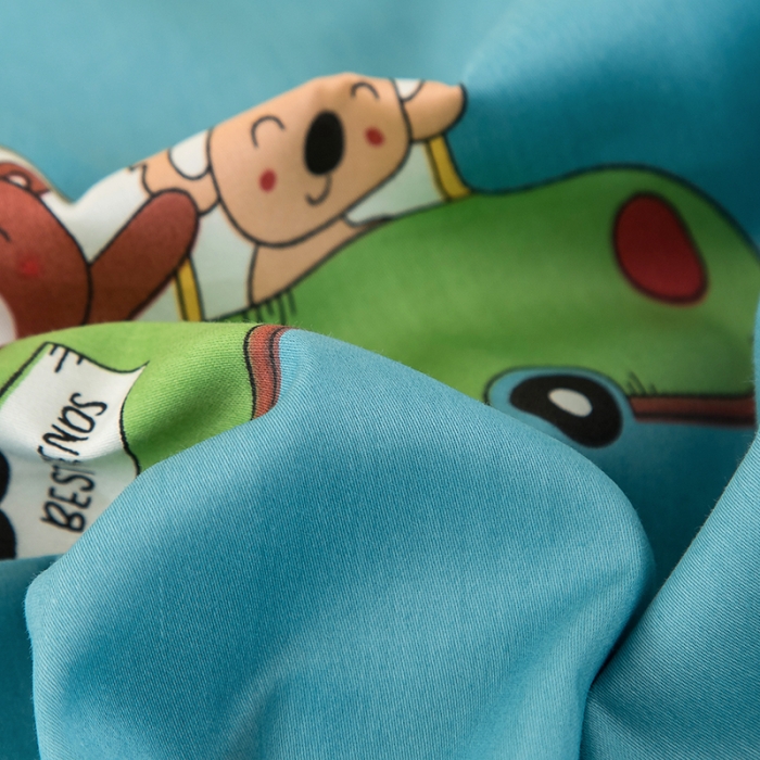 91家纺网 家纺一手货源 找家纺 良佐生活 2022新款60s全棉贡缎卡通印花枕套（单只） 动物巴士