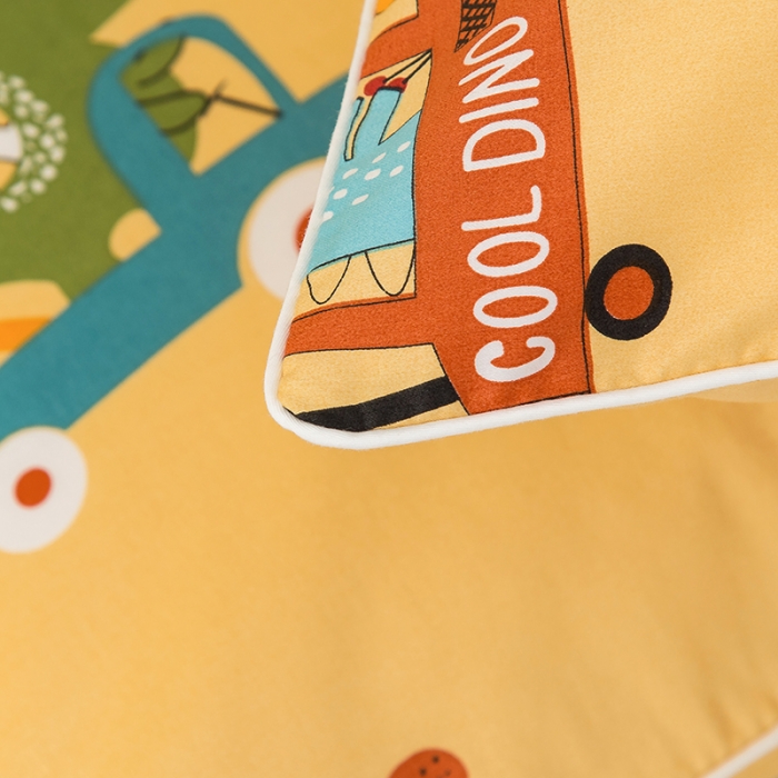 91家纺网 家纺一手货源 找家纺 良佐生活 2022新款60s全棉贡缎卡通印花枕套（单只） 恐龙工程队